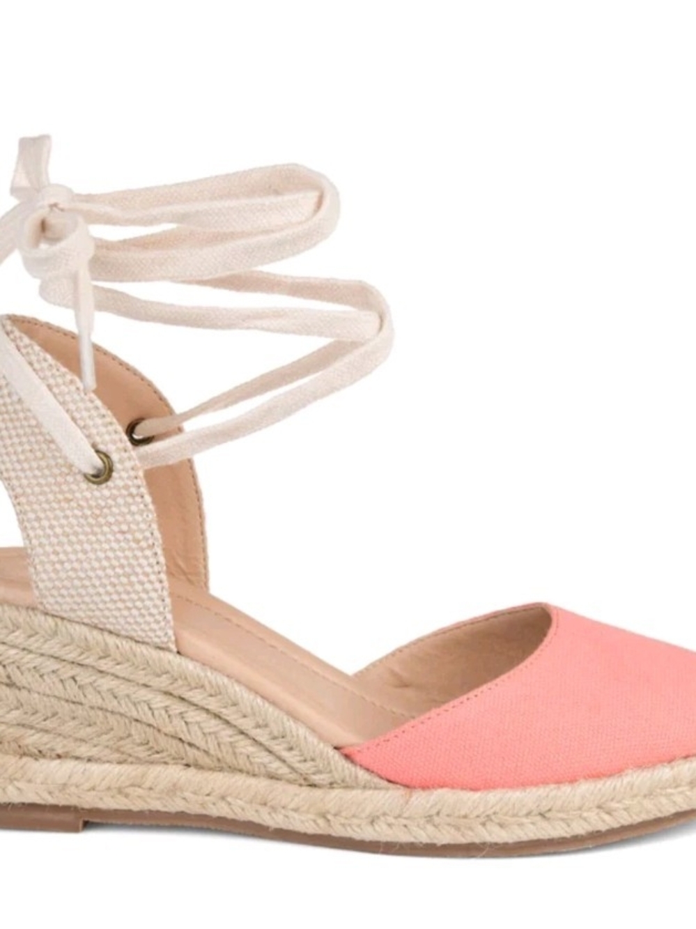 MONTE Womens Coral Espadrille Wedge Sandals with Ankle Wrap
